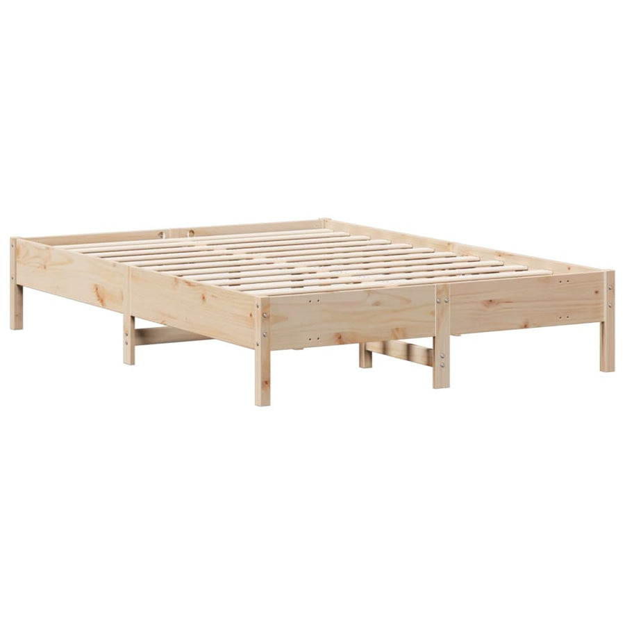 Bed met boekenkast zonder matras massief grenenhout 135x190 cm