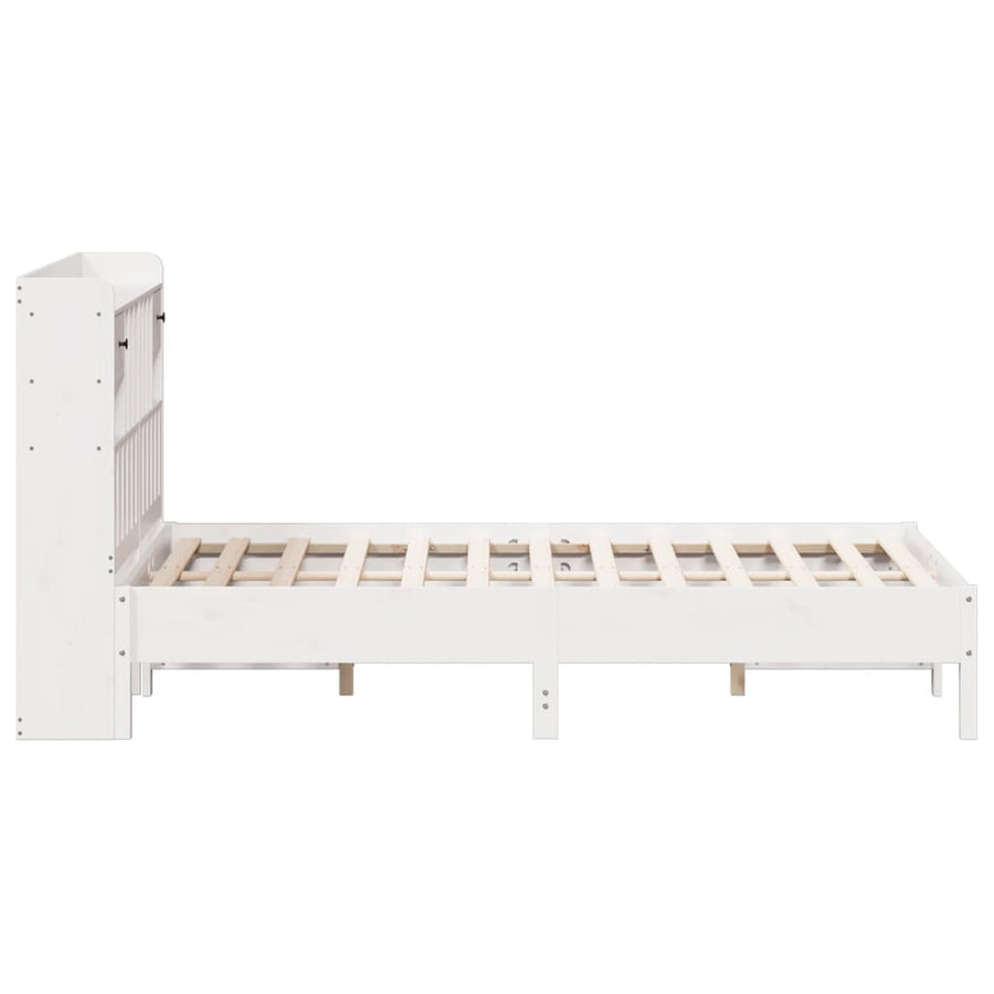 Bed met boekenkast zonder matras grenenhout wit 135x190 cm