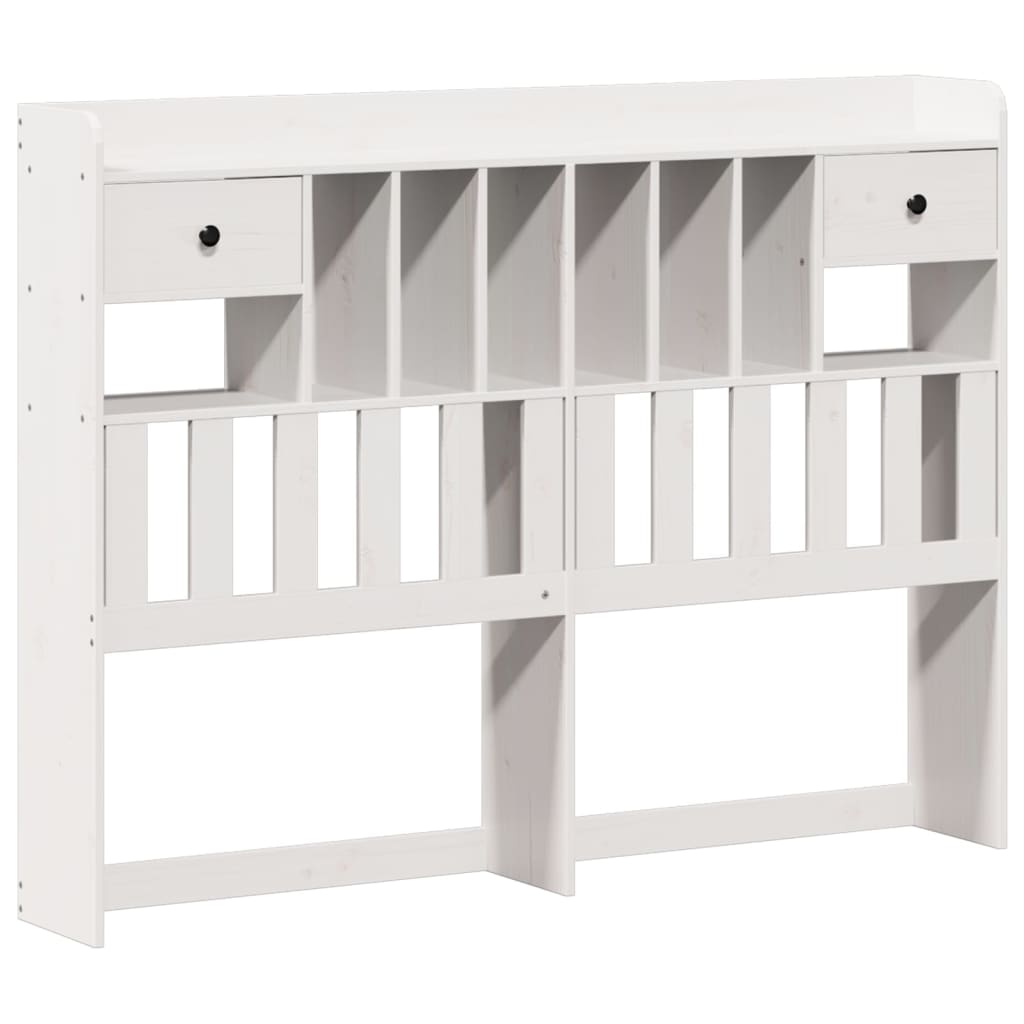 Bed met boekenkast zonder matras grenenhout wit 135x190 cm