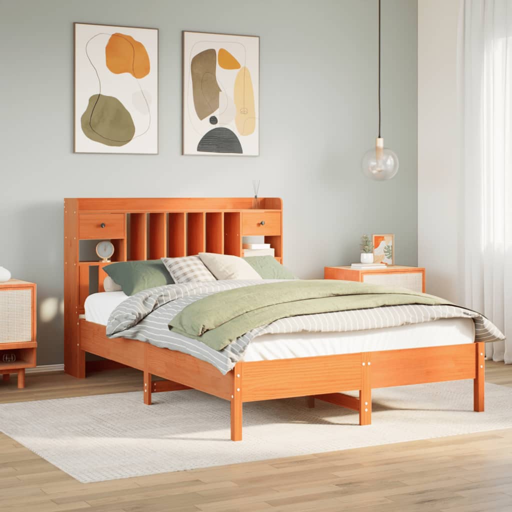 Bed Met Boekenkast Zonder Matras Grenenhout 120 x 190 cm