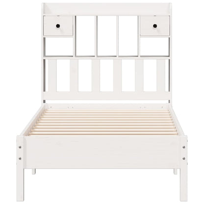 Bed met boekenkast zonder matras grenenhout wit 90x190 cm