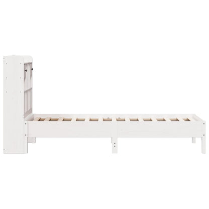 Bed met boekenkast zonder matras grenenhout wit 90x190 cm