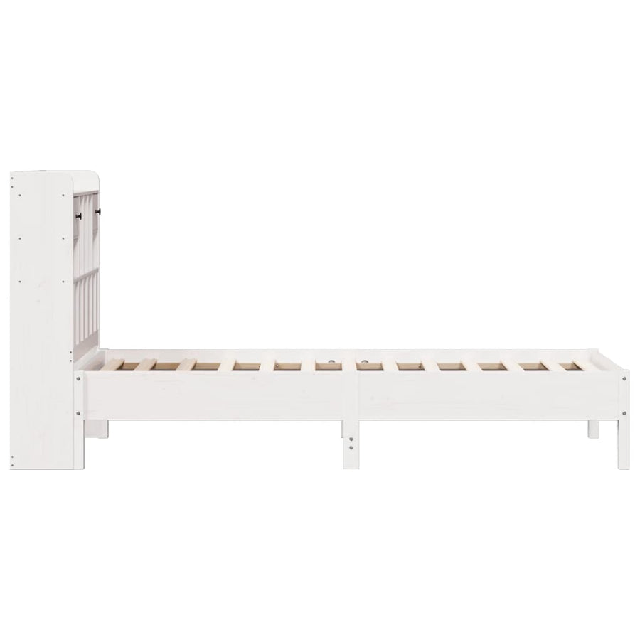 Bed met boekenkast zonder matras grenenhout wit 90x190 cm