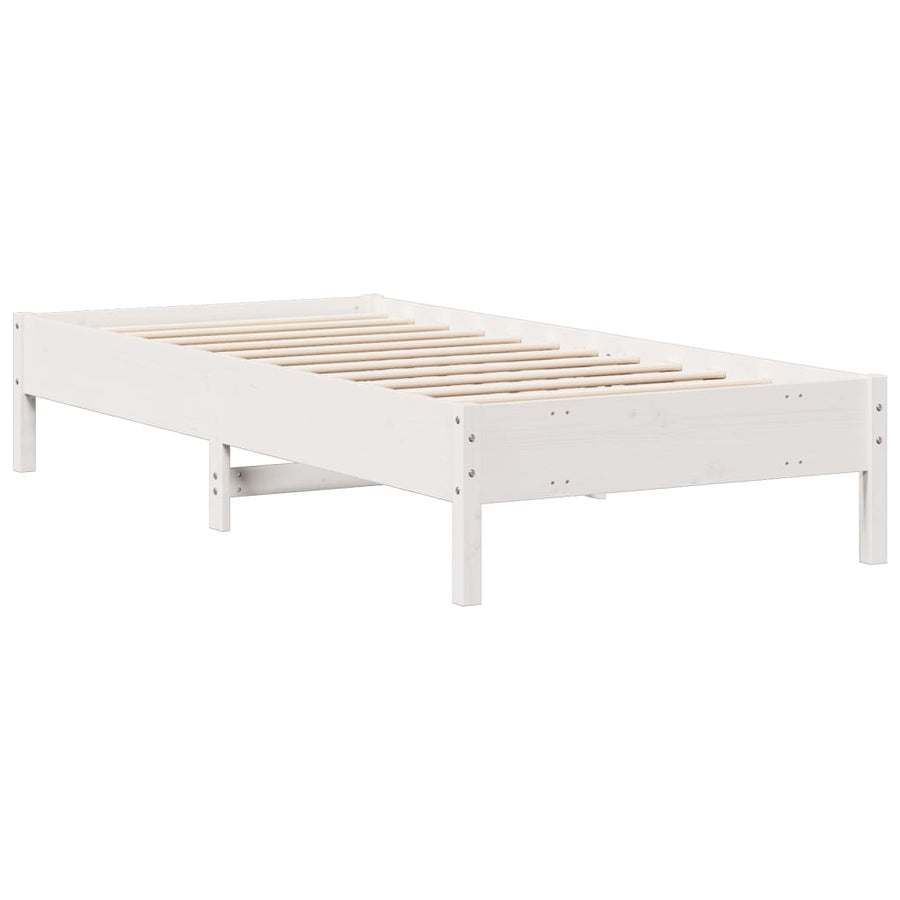 Bed met boekenkast zonder matras grenenhout wit 90x190 cm