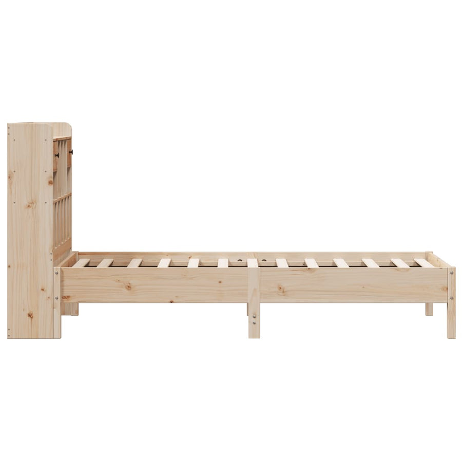 Bed met boekenkast zonder matras massief grenenhout 75x190 cm