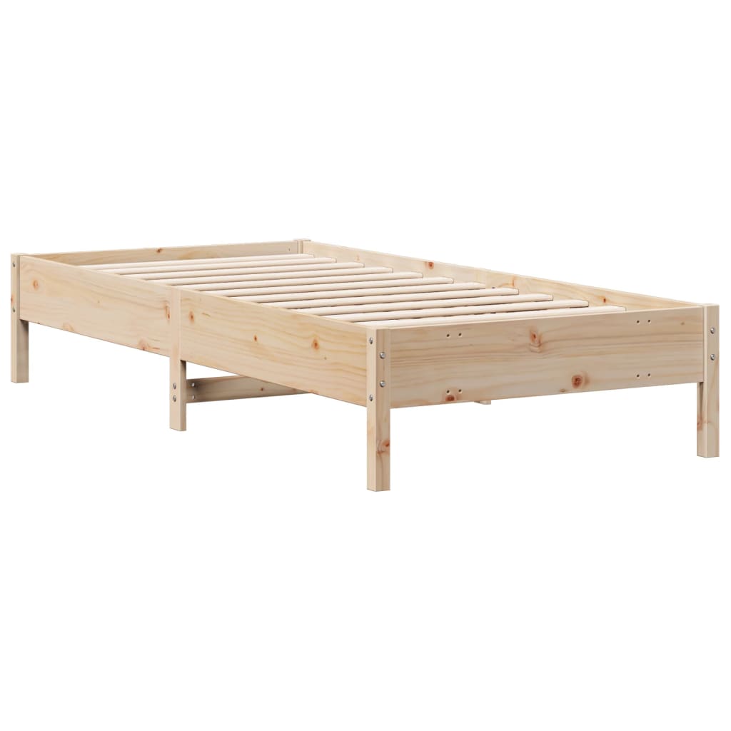 Bed met boekenkast zonder matras massief grenenhout 75x190 cm