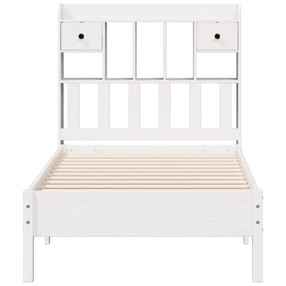 Bed met boekenkast zonder matras grenenhout wit 75x190 cm