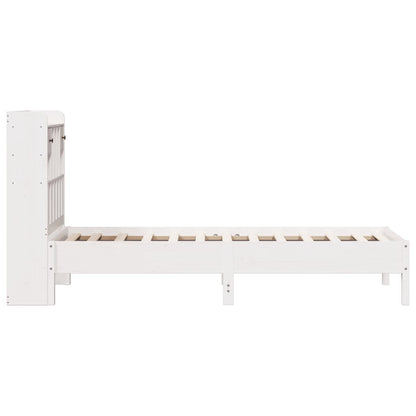 Bed met boekenkast zonder matras grenenhout wit 75x190 cm