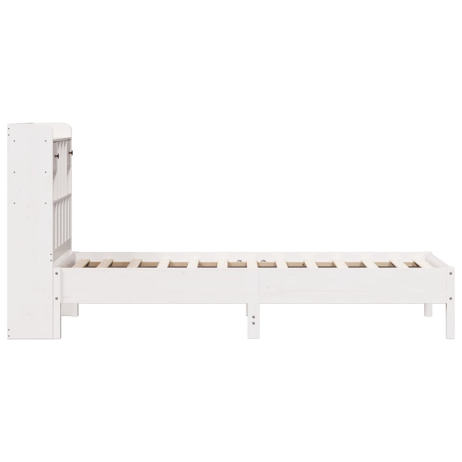 Bed met boekenkast zonder matras grenenhout wit 75x190 cm
