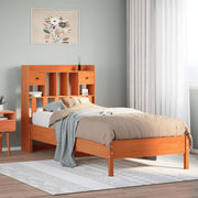 Bed met boekenkast grenenhout wasbruin 75x190 cm