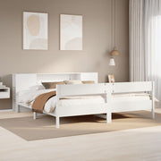 Bed met boekenkast grenenhout wit 200x200 cm