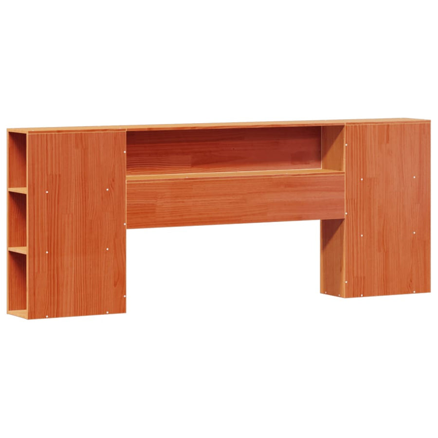 Bed met boekenkast zonder matras grenenhout wasbruin 200x200 cm