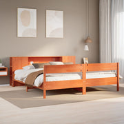 Bed met boekenkast grenenhout wasbruin 200x200 cm