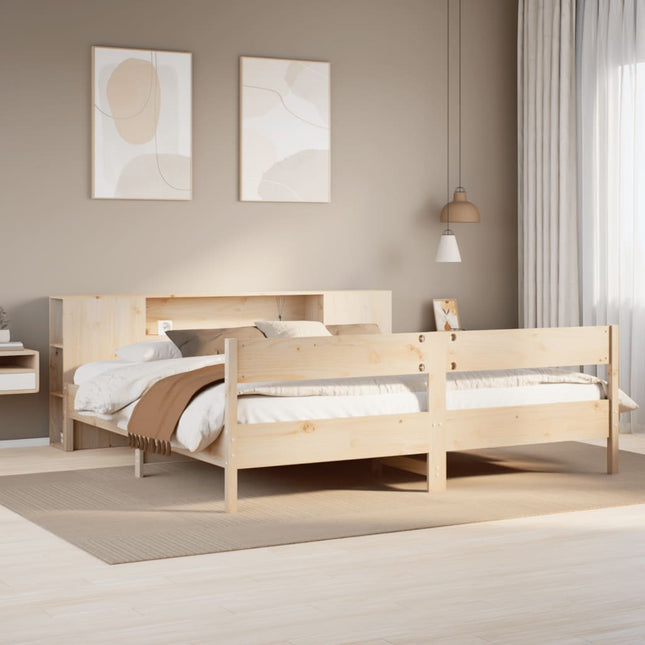 Bed met boekenkast zonder matras massief grenenhout 180x200 cm