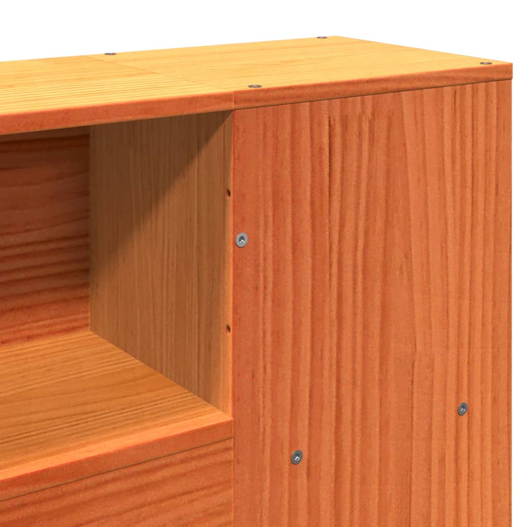 Bed met boekenkast zonder matras grenenhout wasbruin 180x200 cm
