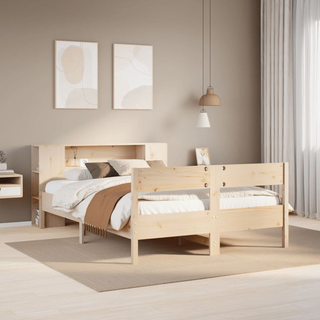 Bed met boekenkast zonder matras massief grenenhout 160x200 cm