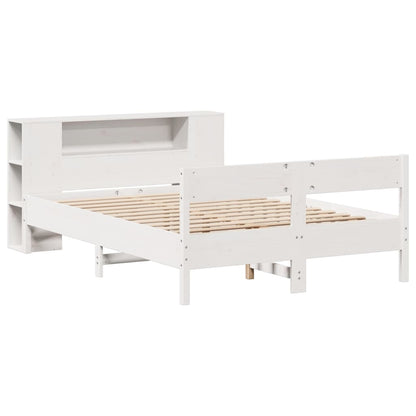 Bed met boekenkast zonder matras grenenhout wit 160x200 cm