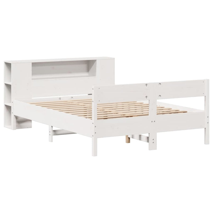Bed met boekenkast zonder matras grenenhout wit 160x200 cm