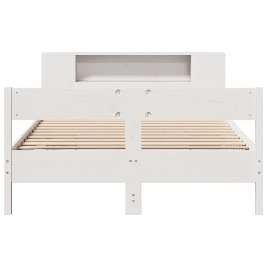 Bed met boekenkast zonder matras grenenhout wit 160x200 cm