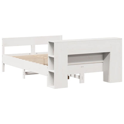 Bed met boekenkast zonder matras grenenhout wit 150x200 cm