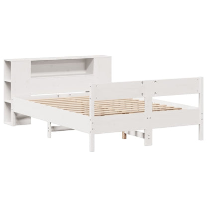 Bed met boekenkast zonder matras grenenhout wit 140x200 cm