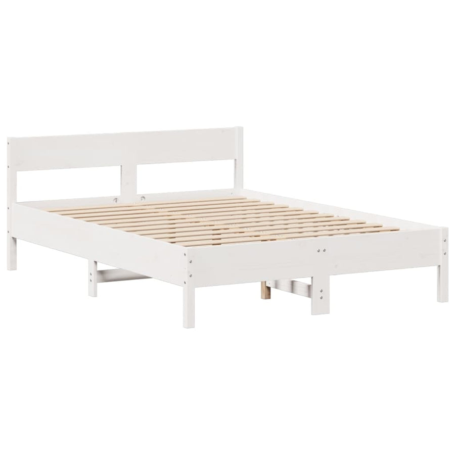 Bed met boekenkast zonder matras grenenhout wit 140x200 cm