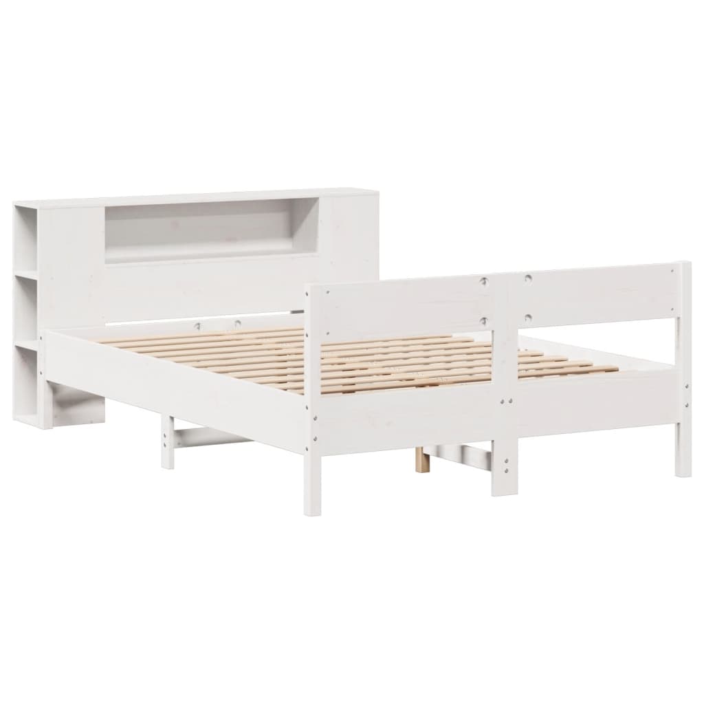 Bed met boekenkast zonder matras grenenhout wit 120x200 cm