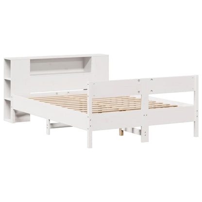 Bed met boekenkast zonder matras grenenhout wit 120x200 cm