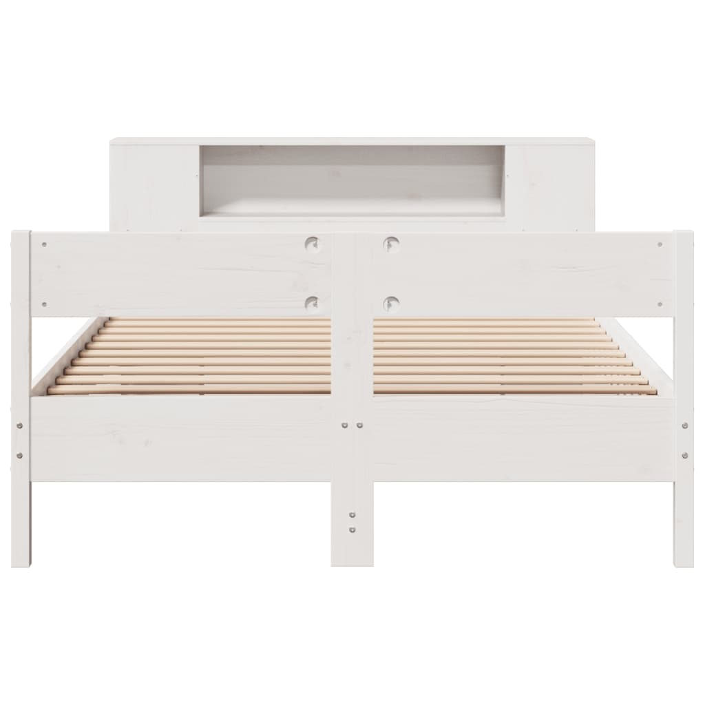 Bed met boekenkast zonder matras grenenhout wit 120x200 cm