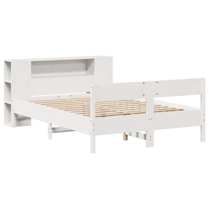 Bed met boekenkast zonder matras grenenhout wit 140x190 cm