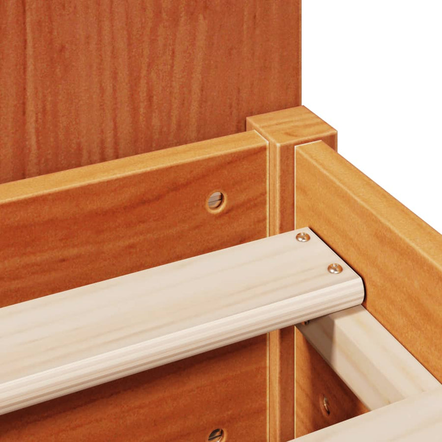 Bed met boekenkast zonder matras grenenhout wasbruin 140x190 cm