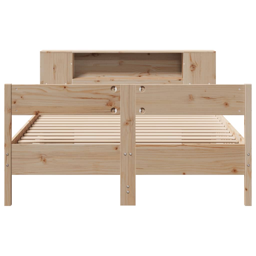 Bed met boekenkast zonder matras massief grenenhout 135x190 cm