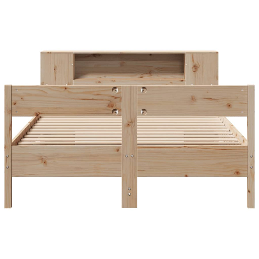 Bed met boekenkast zonder matras massief grenenhout 135x190 cm