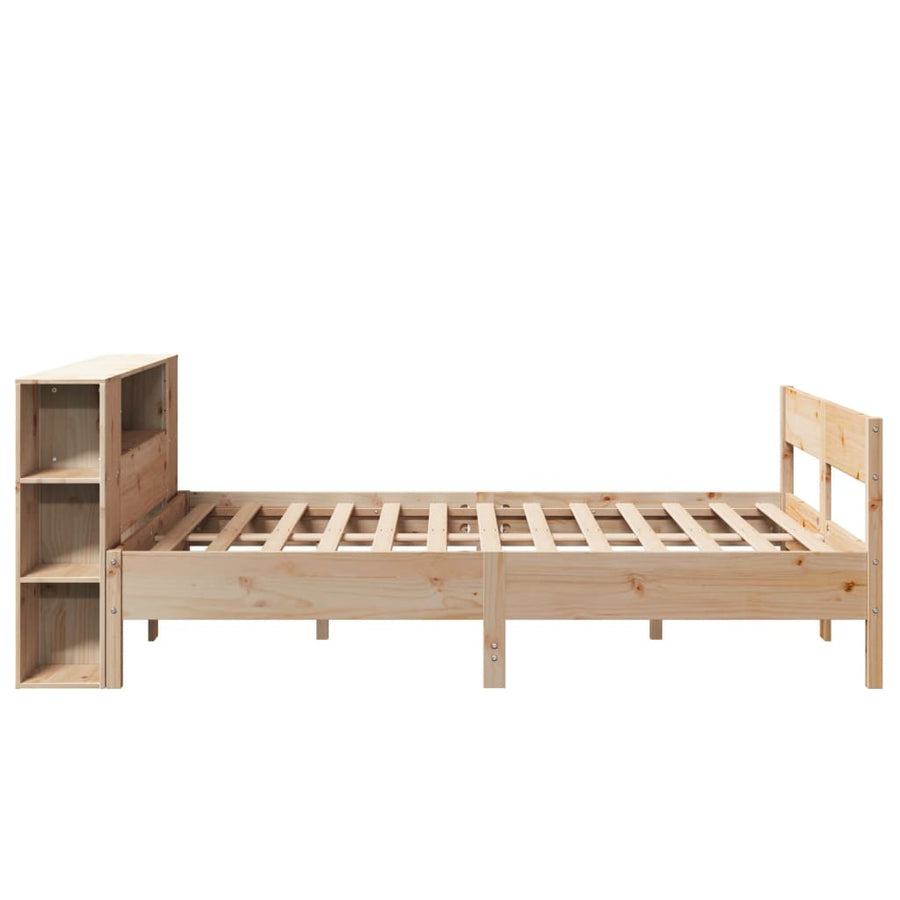 Bed met boekenkast zonder matras massief grenenhout 135x190 cm