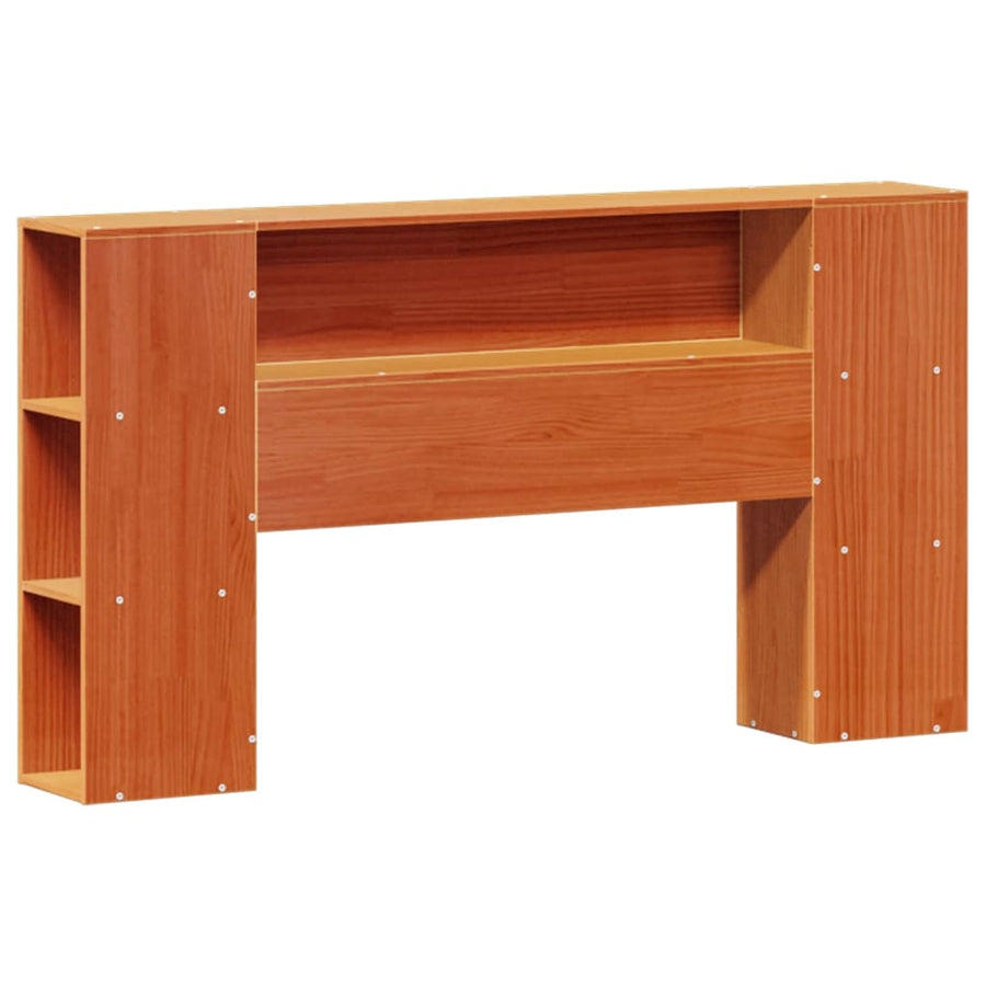 Bed met boekenkast zonder matras grenenhout wasbruin 135x190 cm