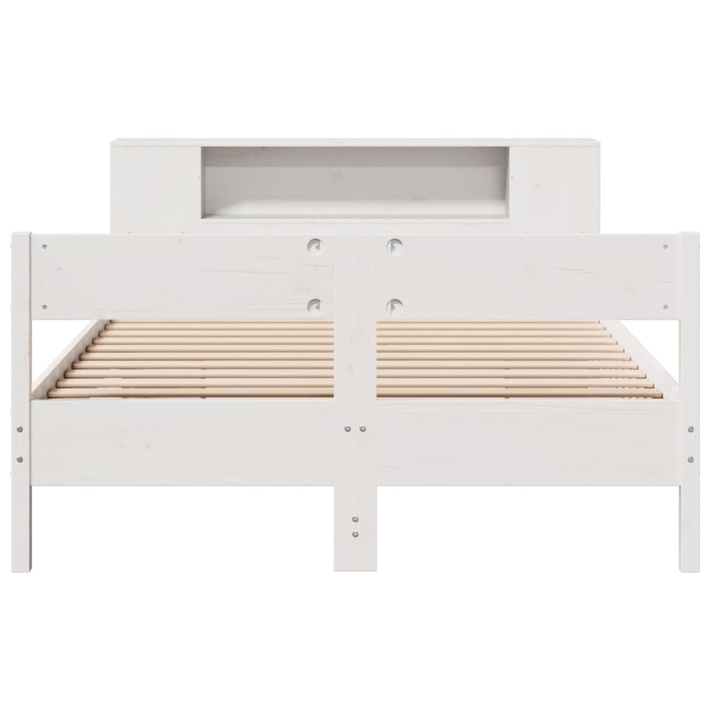 Bed met boekenkast zonder matras grenenhout wit 120x190 cm