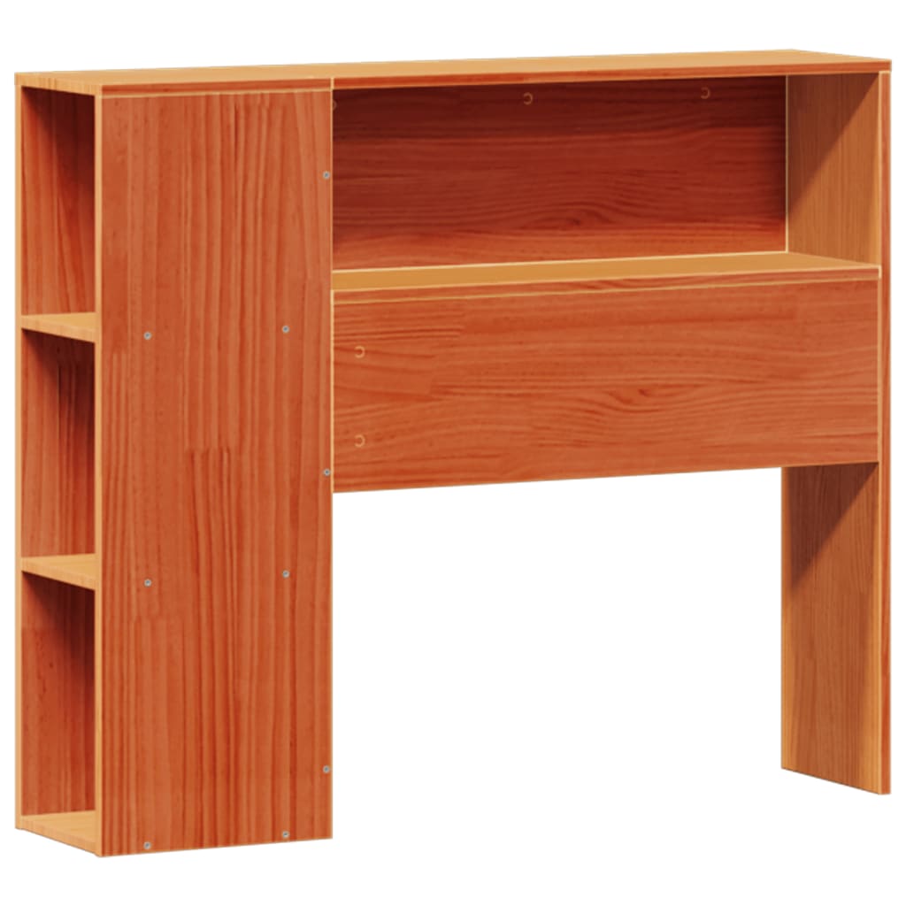 Bed met boekenkast zonder matras grenenhout wasbruin 100x200 cm