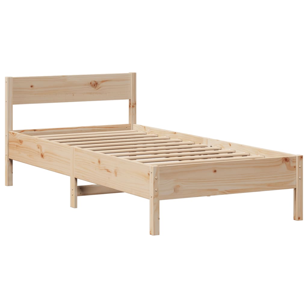 Bed met boekenkast zonder matras massief grenenhout 90x190 cm