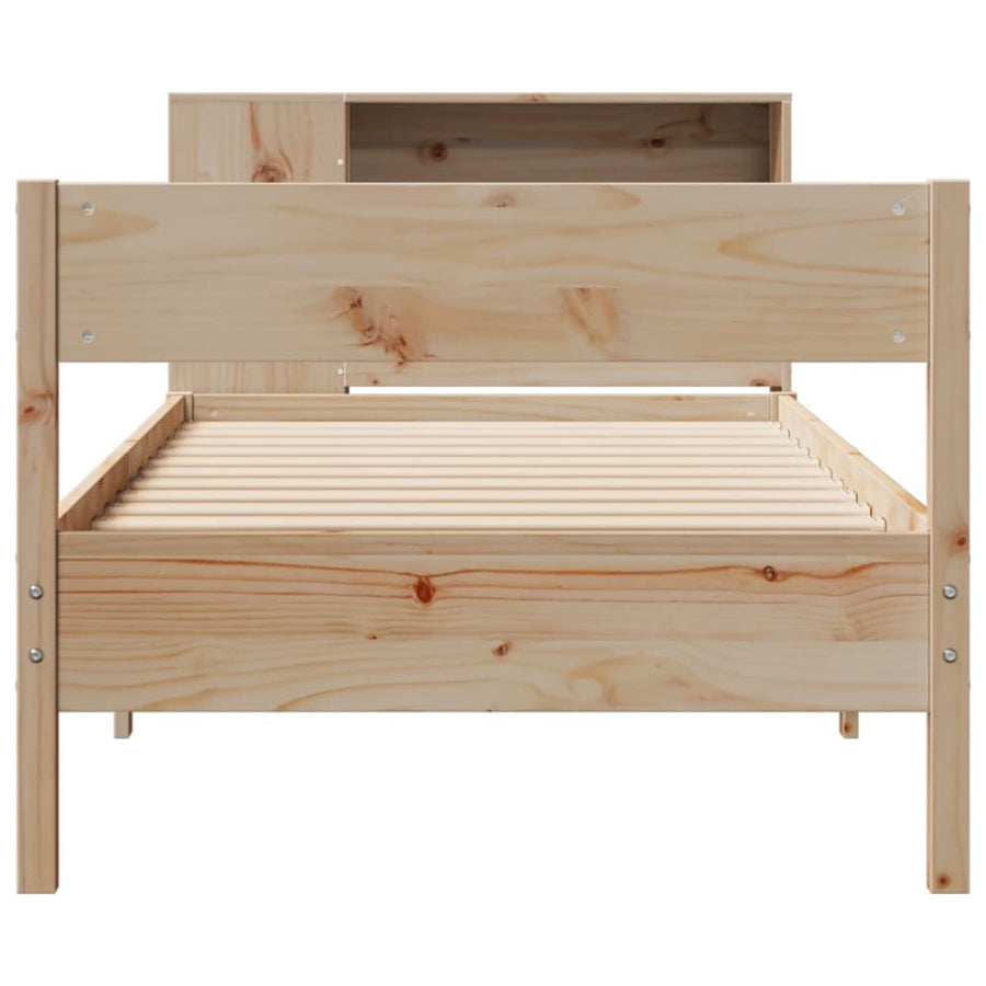 Bed met boekenkast zonder matras massief grenenhout 75x190 cm