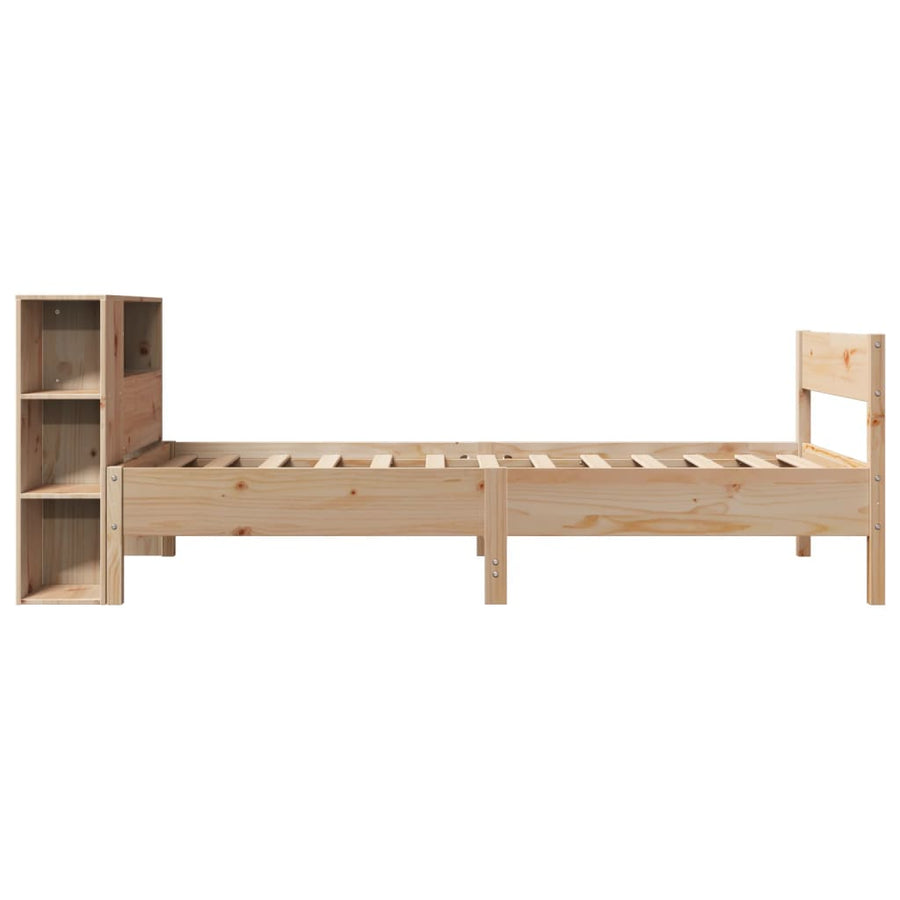 Bed met boekenkast zonder matras massief grenenhout 75x190 cm