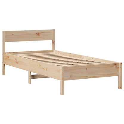 Bed met boekenkast zonder matras massief grenenhout 75x190 cm