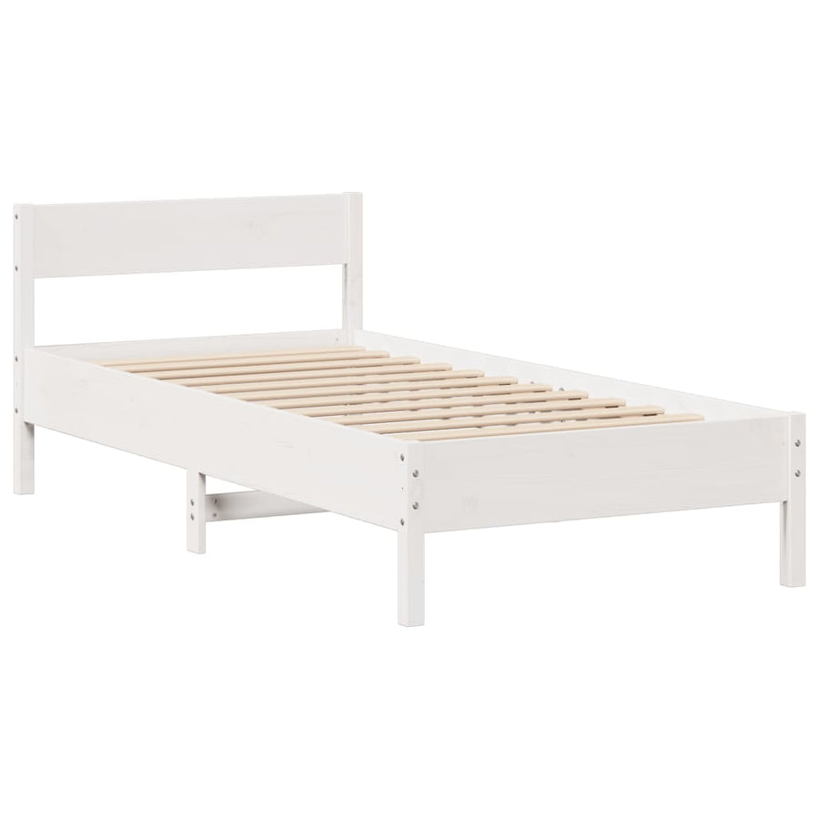 Bed met boekenkast zonder matras grenenhout wit 75x190 cm