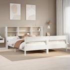 Bed met boekenkast zonder matras grenenhout wit 200x200 cm