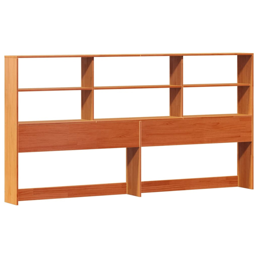 Bed met boekenkast zonder matras grenenhout wasbruin 200x200 cm
