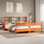 Bed met boekenkast zonder matras grenenhout wasbruin 200x200 cm