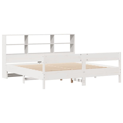 Bed met boekenkast zonder matras grenenhout wit 180x200 cm