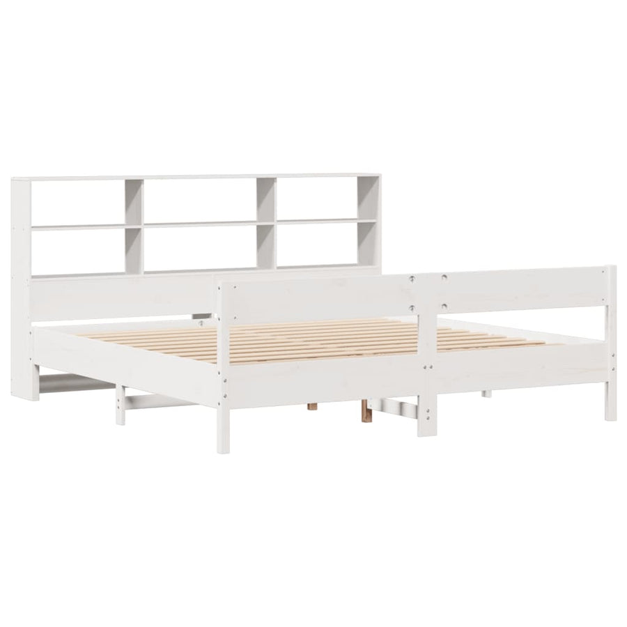Bed met boekenkast zonder matras grenenhout wit 180x200 cm