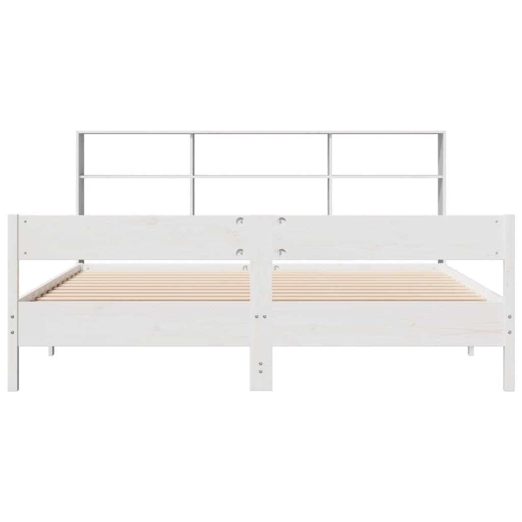 Bed met boekenkast zonder matras grenenhout wit 180x200 cm