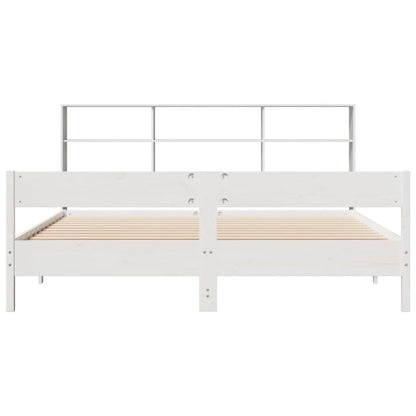 Bed met boekenkast zonder matras grenenhout wit 180x200 cm