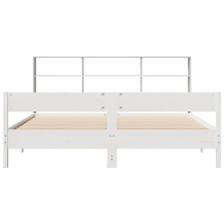 Bed met boekenkast zonder matras grenenhout wit 180x200 cm